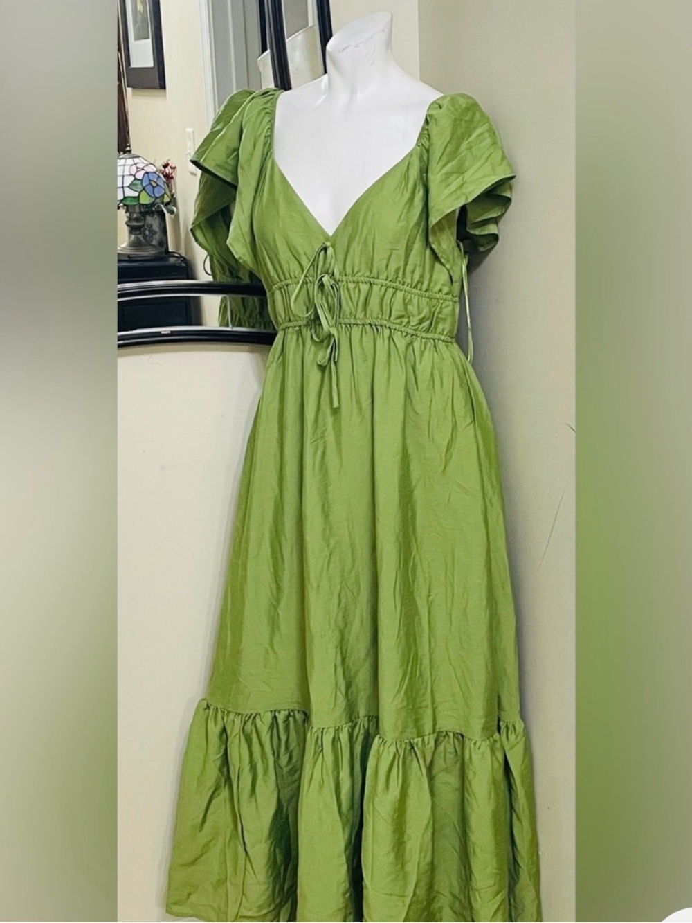 blue pepper Green Maxi Dress Size L Like New